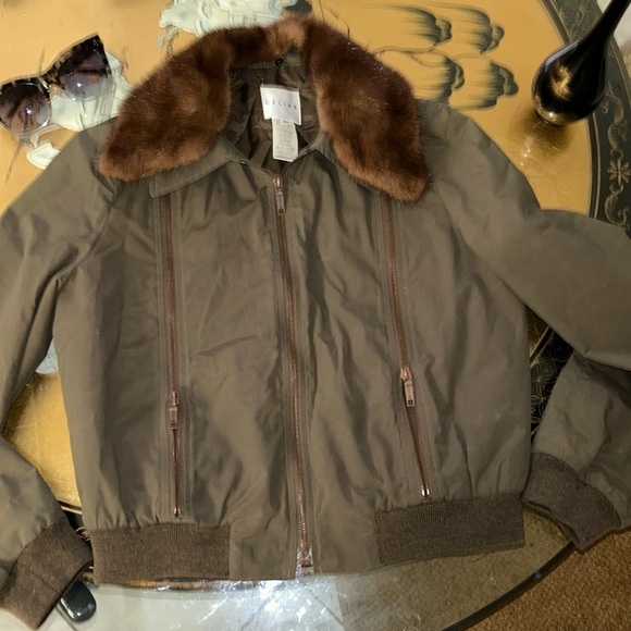 Celine Bomber Jacket mink collar Vintage coat - Picture 1 of 8